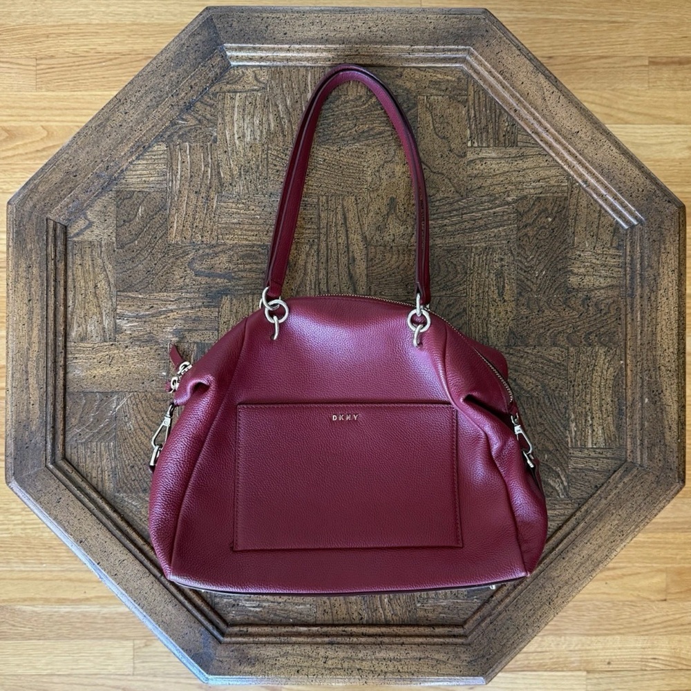 DKNY Red Shoulder Bag with Glossy Finish